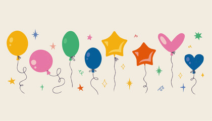 colorful balloons on a white background