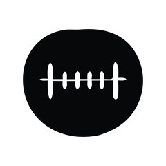 Modern abstract graphic design element showcasing a stylized white line with symmetrical vertical markers within a sleek black circular shape, perfect for various digital and print applications