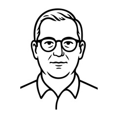 Dibujo sencillo con líneas de la cara de un hombre mayor con lentes © teracreonte