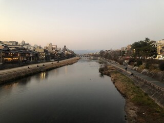 Fototapeta premium 夕暮れの鴨川