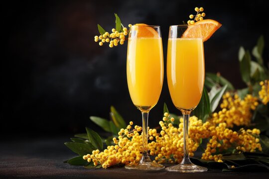 Mimosa cocktail with orange and champagne