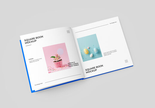 Open Square Book Mockup Template