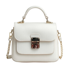 Ladies white handbag modern on transparent background
