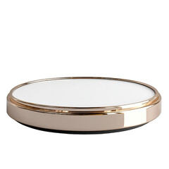Octagonal white platform with metallic trim feature on transparent background
