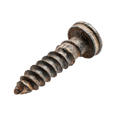 old metal screw broken on transparent background