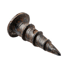 old metal screw broken on transparent background