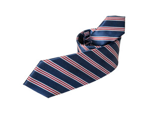 Rolled elegant necktie isolated on white background.	
