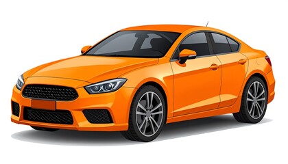 Obraz premium Detailed Vector Illustration of a Modern Orange Sedan Car on White Background