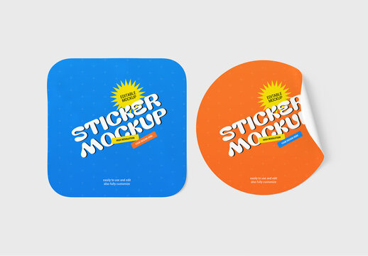 Editable Sticker Mockup Set PSD