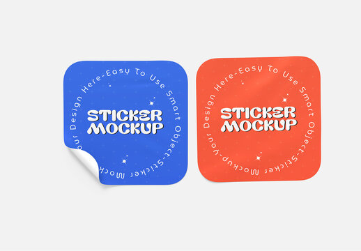 Dual Square Sticker Mockup Template