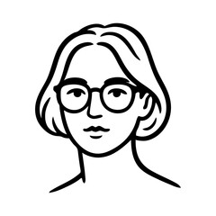 Dibujo sencillo con líneas de la cara de una mujer con lentes © teracreonte
