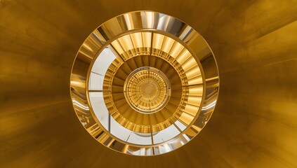 Stunning Spiral Stairs in Vibrant Gold and Chrome Interior Design