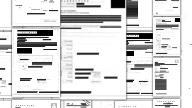 Black marker redacted document. Animation of erasing text of secret classified file using a black marker to censor. Illegal or secret activity information on paper documents being blacked redacted