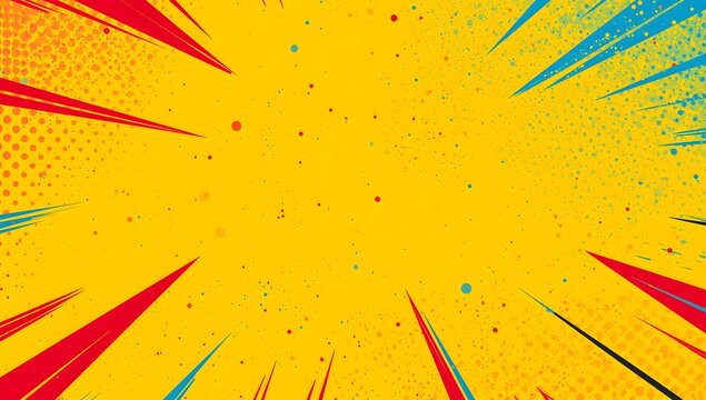 Vibrant Comic Style Background with Dynamic Burst of Colors