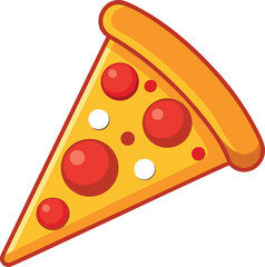 Pepperoni Pizza Slice with Melted Cheese and Red Sauce Circles Isolated on White