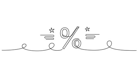 Minimalist line art of percentage symbol with decorative elements. None editable stroke