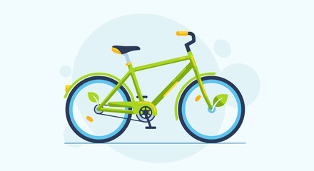 Lime Green Bicycle with Blue Wheels.