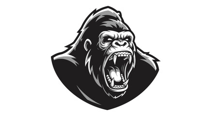 Aggressive Gorilla Head Illustration Design.