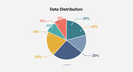 Colorful Pie Chart Showing Data Distribution.