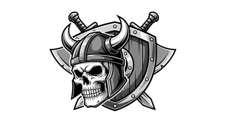 Viking Skull with Horned Helmet Shield.