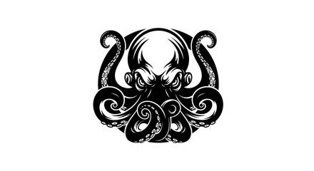 Black and White Octopus with Skull.