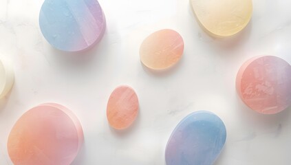 Obraz premium Soft Pastel Shapes on White Background for Creative Projects