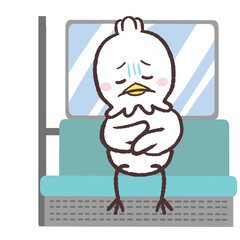乗り物酔いした白い鳥のイラスト © おひさまストック