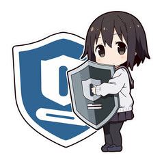Information security education poster, cute character with shield and backup、情報セキュリティ啓発ポスター 盾のちびキャラとバックアップ