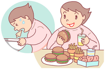 病気・疾患のイラスト - 過食症・ストレス過食・過食嘔吐