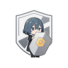 Information security education poster, cute character with shield and backup、情報セキュリティ啓発ポスター 盾のちびキャラとバックアップ