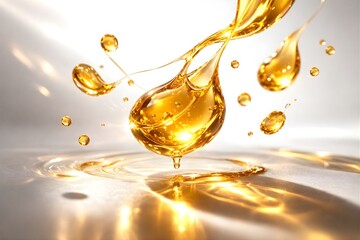 美容・健康業界向け 濃厚な価値を象徴する浮遊する琥珀蜂蜜ドロップアート