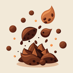 chocolate balls and melted chocolate splash