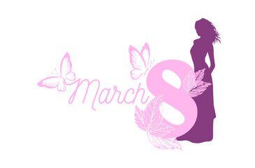 Fototapeta premium International Womens Day holiday banner. Postcard for March 8. Stock vector illustration. hand drawn. Not AI.