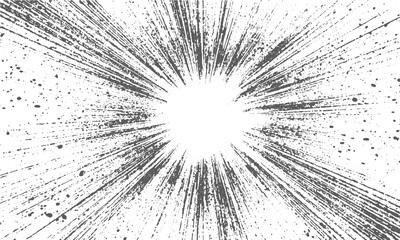 Obraz premium Explosive noise burst texture comic style background Black and white dot work sunbeam design frame