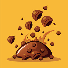 chocolate balls and melted chocolate splash