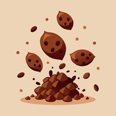 chocolate balls and melted chocolate splash