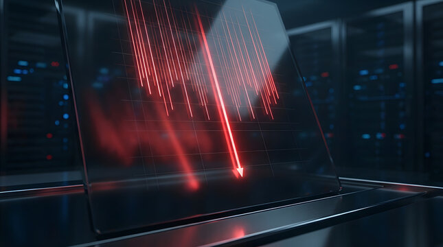 Clickbait-style bearish stock market visuals with red falling charts and arrows on dark cinematic backgrounds, glowing highlights, no numbers or text. AI Generated.