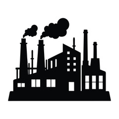 Obraz premium Large Factory Complex Silhouette with Chimneys