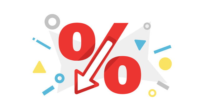 Red Percent Sign with Downward Arrow.