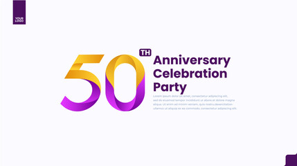 50th anniversary celebration party logo gold gradient