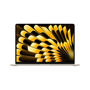 Sleek Starlight Golden Laptop with Vibrant Abstract Radial Wallpaper