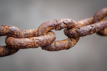 Fototapeta premium Industrial-style rusty chain close-up emphasizing texture and decay