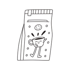 Coffee bag doodle illustration