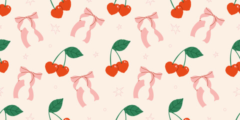 Coquette ribbon bows seamless pattern