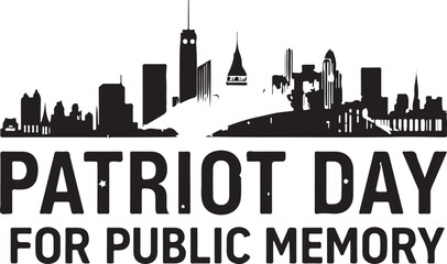 Fototapeta premium Patriot day memorial logo featuring a city skyline silhouette