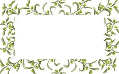 Obraz premium Olive frame with green branches and berries