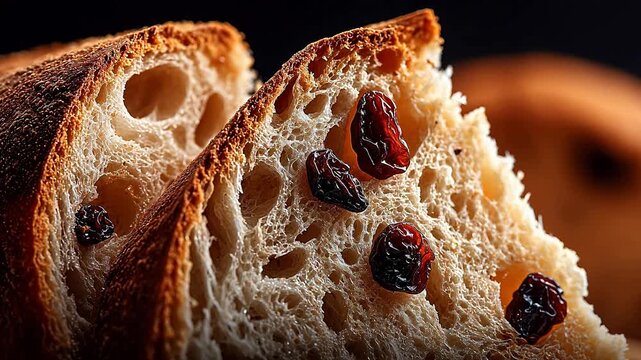 Sliced bread with raisins