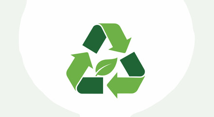 Obraz premium Green Recycling Symbol with Leaf Icon.