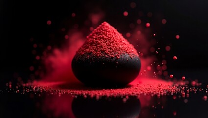 Crimson powder explosion on dark orb red powder black orb