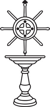 A traditional religious chalice with a cross-shaped paten on top